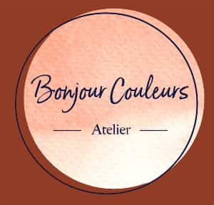 Logo-Bonjour-Couleur-medaillon sur fond marron