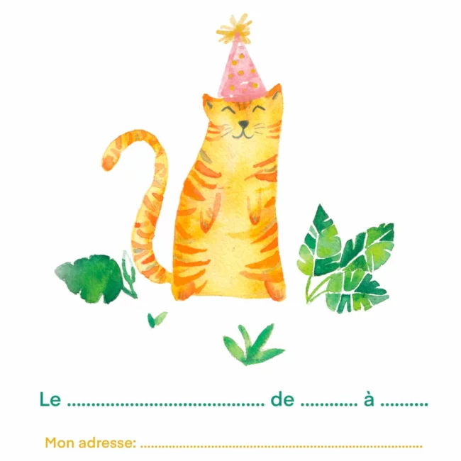 Invitation anniversaire à personnaliser Petit Chat Tigrou