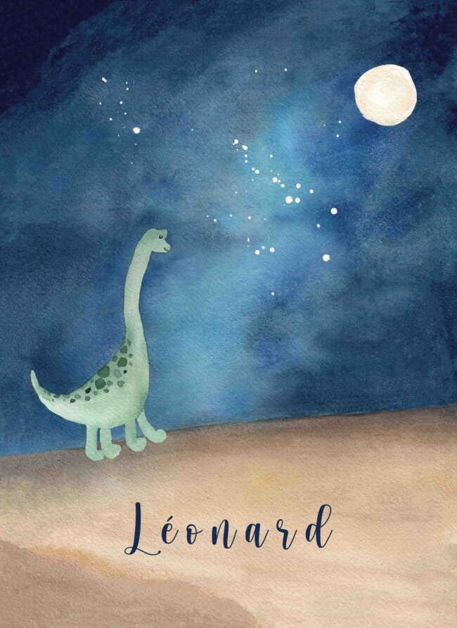 Affiche Rêver Grand - Dinosaure - Prénom à personnaliser