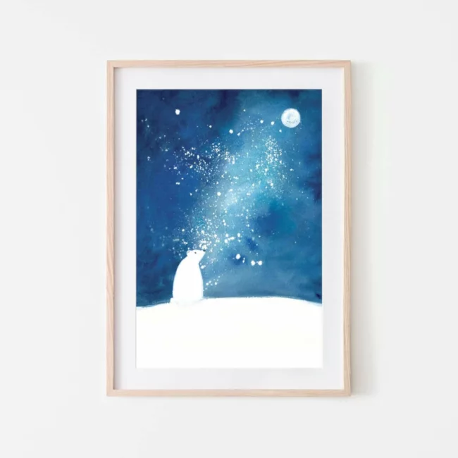 Affiche ours polaire ciel étoilé