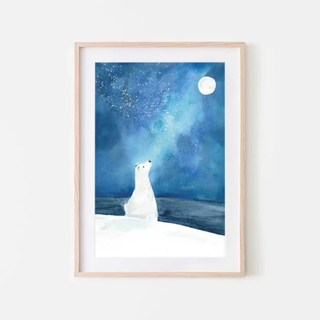 Affiche Rêver Grand - Ours polaire - Raphaël - Prénom à personnaliser