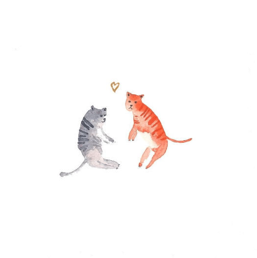 Petits chats peints à l'aquarelle
