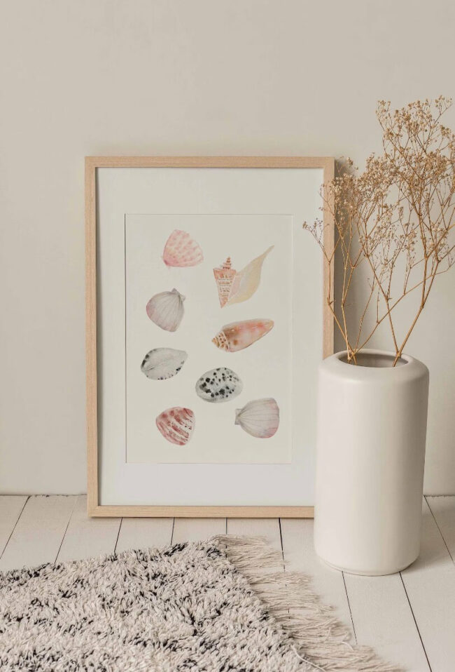 coquillages aquarelle affiche