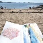 Carnet aquarelle sur la plage