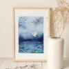 Aquarelle bord de Loire et ses aigrettes