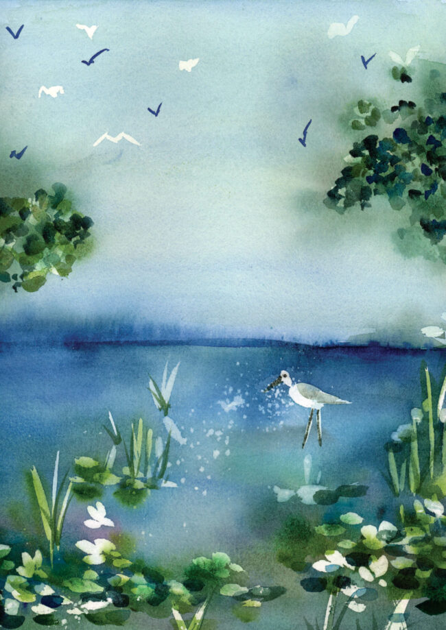 Rêverie sur le fleuve bleu- oiseaux n°2 gros plan