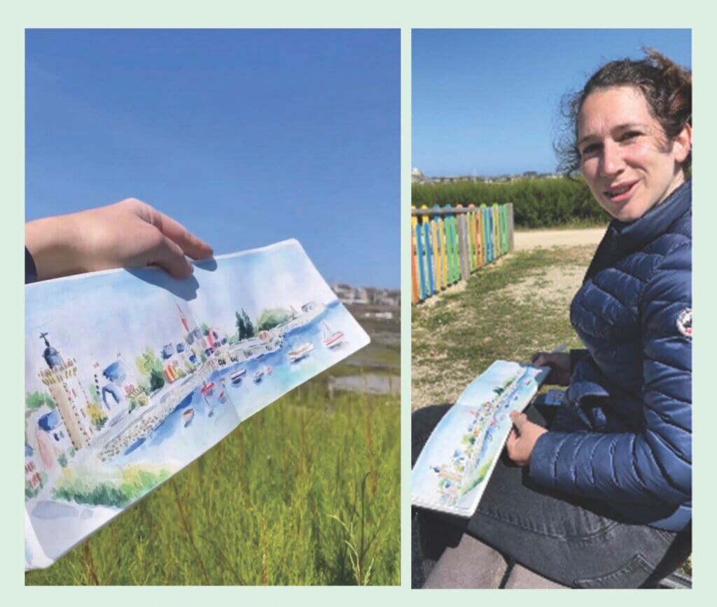 peindre en plein air, malgré le vent en Bretagne