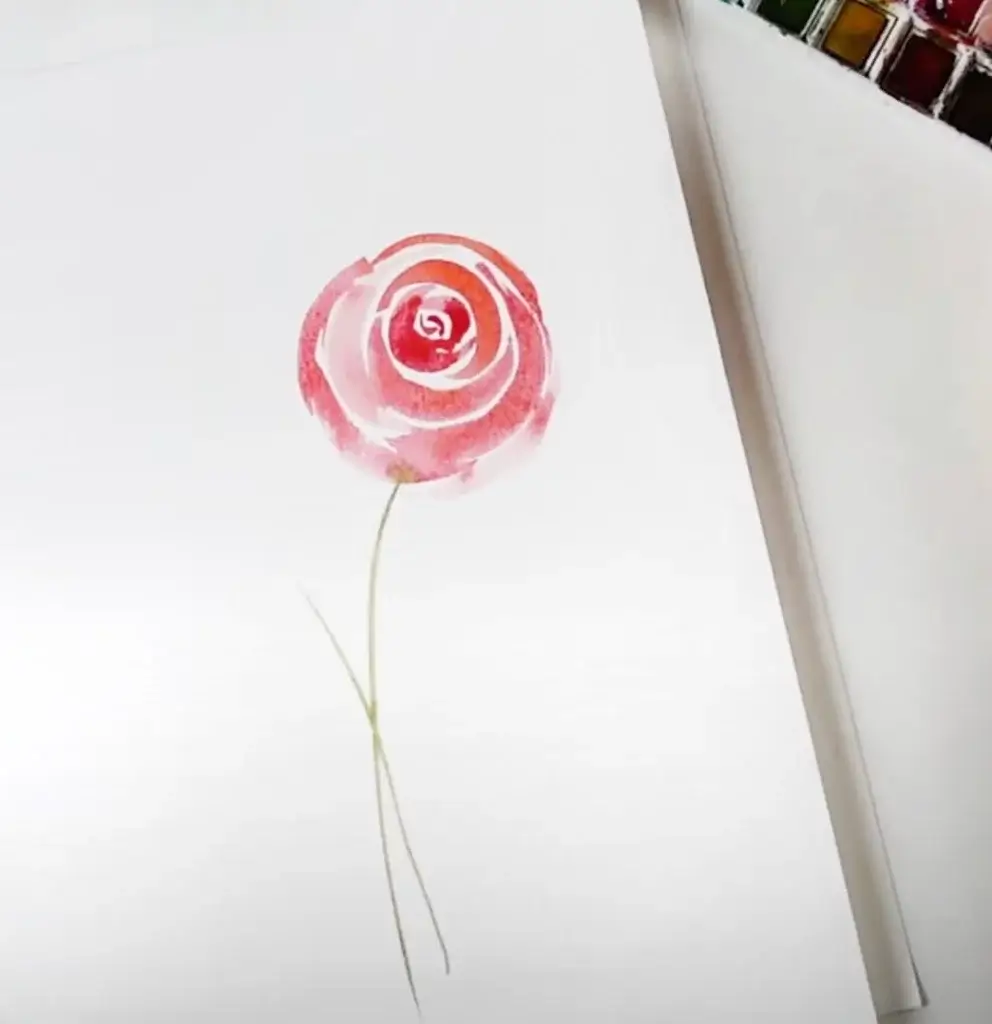 Rose a l'aquarelle facile tiges