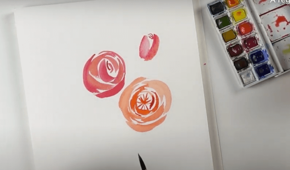 Tutoriel aquarelle rose bourgeon