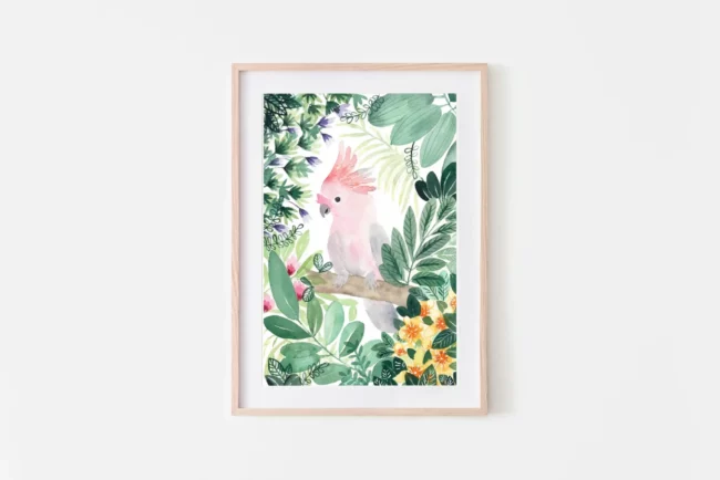 affiche perroquet jungle deco tropicale tirage d'art bonjour couleurs home decor