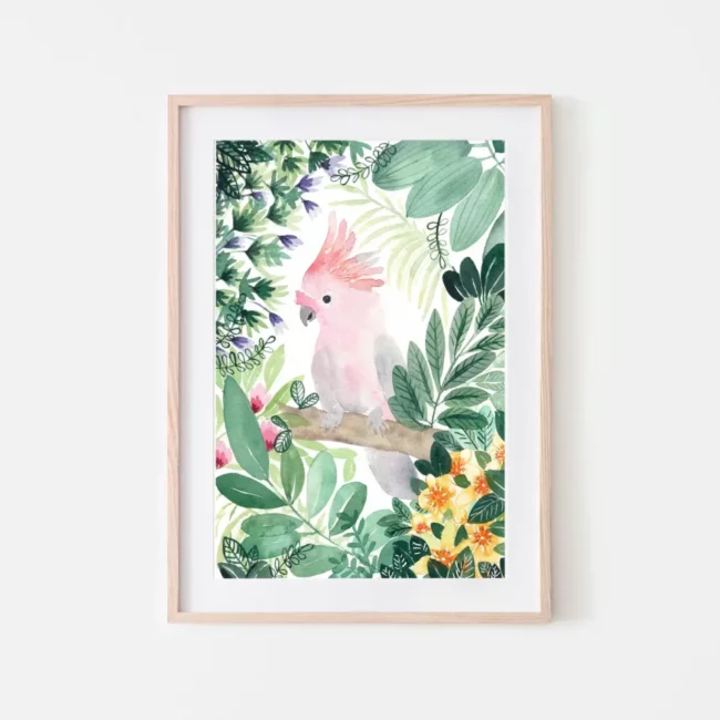 affiche perroquet jungle deco tropicale tirage d'art bonjour couleurs home decor