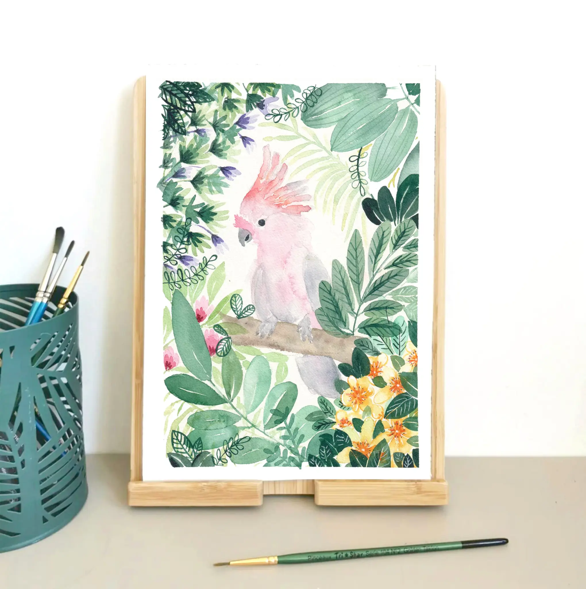 Bonjour Couleurs – Perroquet jungle Oiseau perroquet jungle aquarelle affiche bonjour couleurs