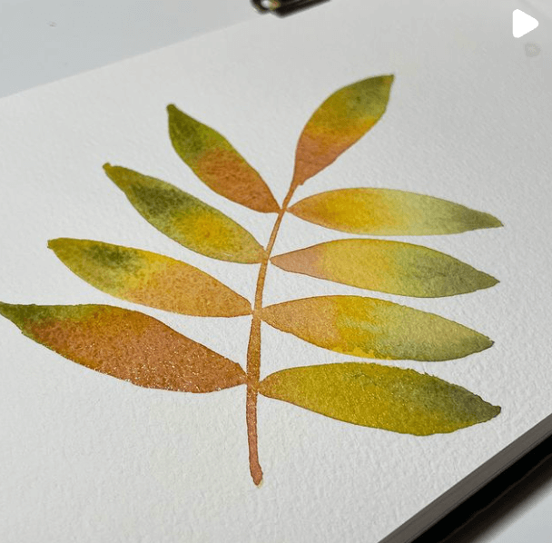 Peindre une feuille à l'aquarelle tutoriel bonjour couleurs