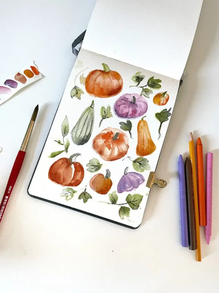 Citrouille aquarelle legume automne bonjour couleurs