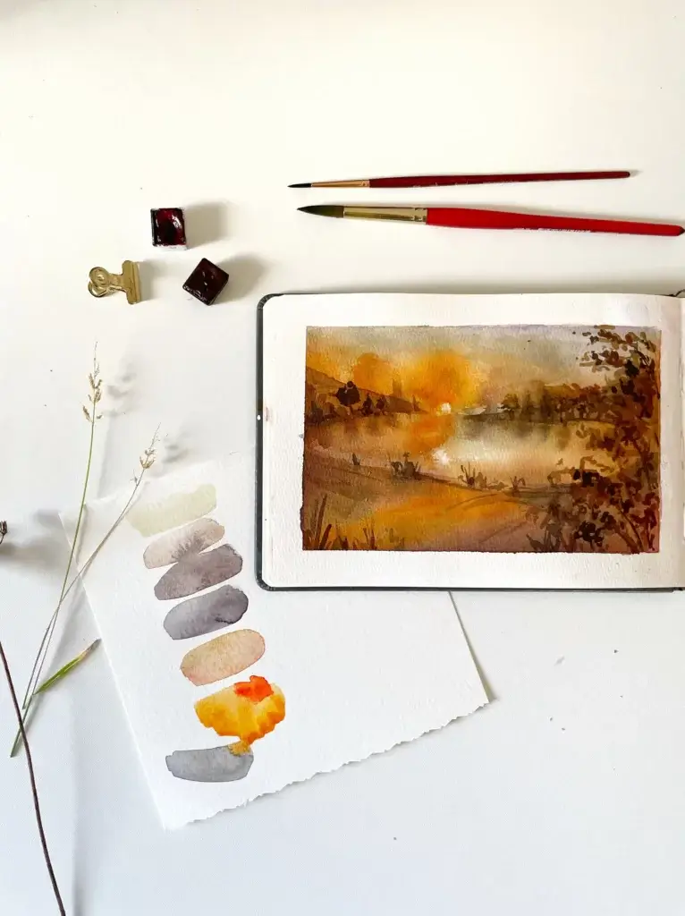 Aquarelle paysage bonjour couleurs façon turner