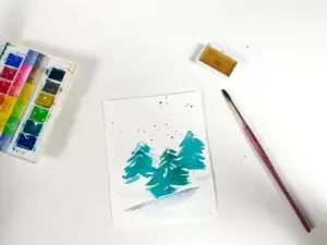 bonjour couleurs - aquarelle sapin tutoriel facile débutant 5 minutes