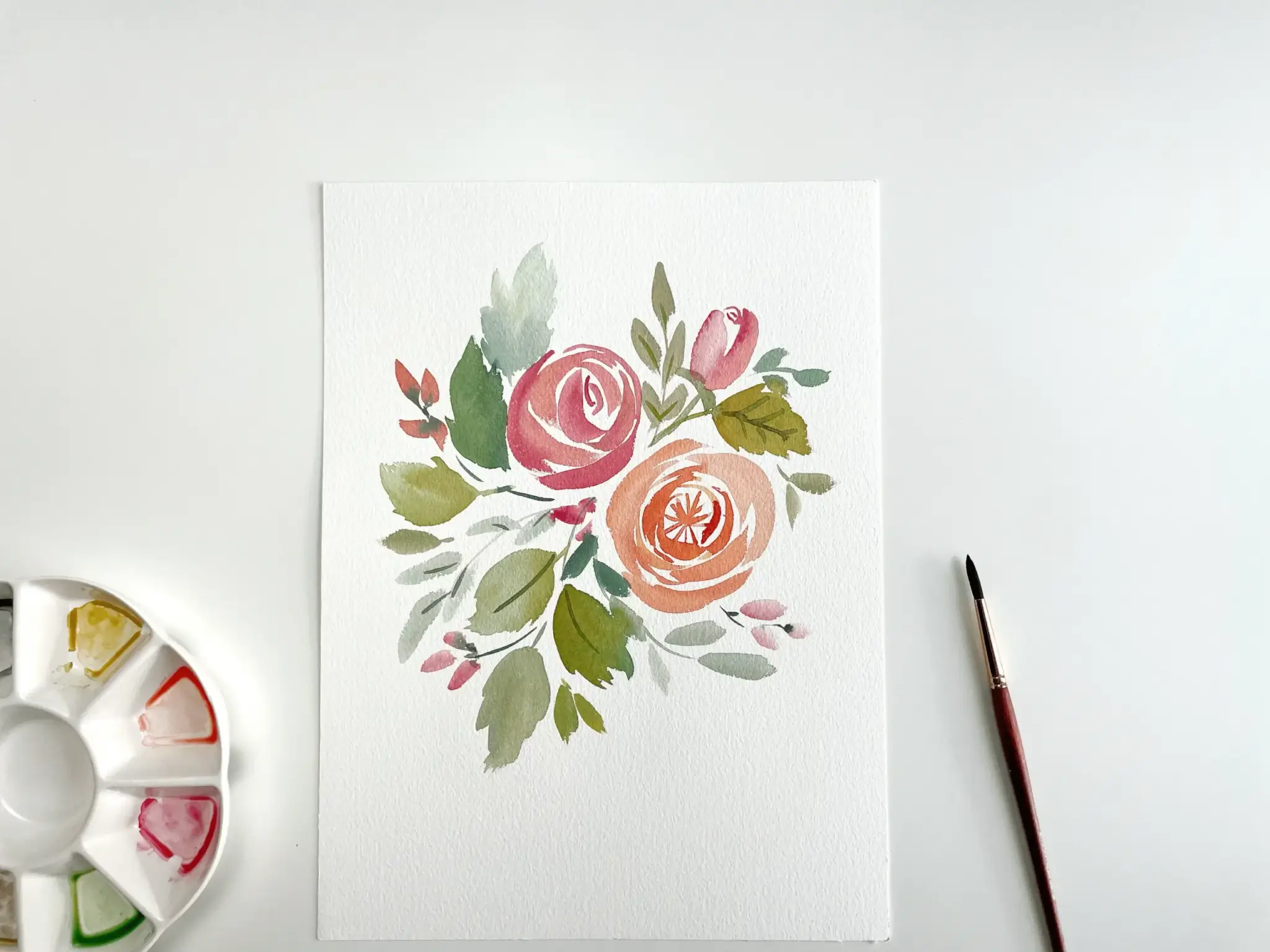 Tutoriel aquarelle fleurs facile bouquet de roses