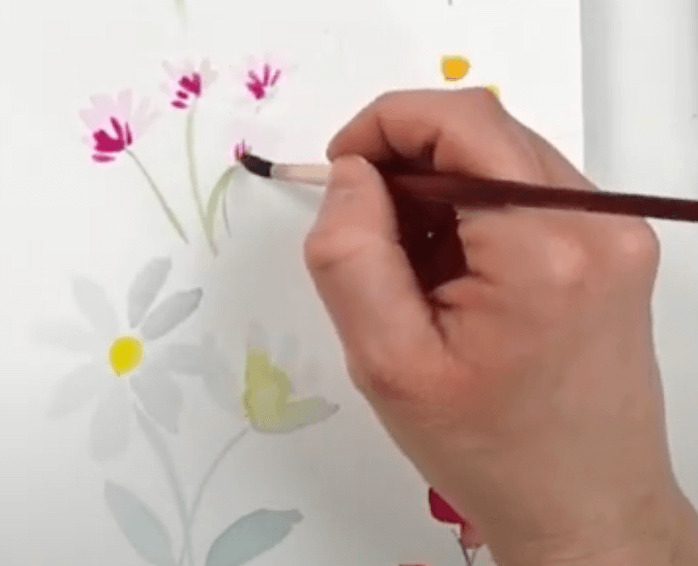 Peindre une deuxième de rangée de pétale des fleurs d'arménie