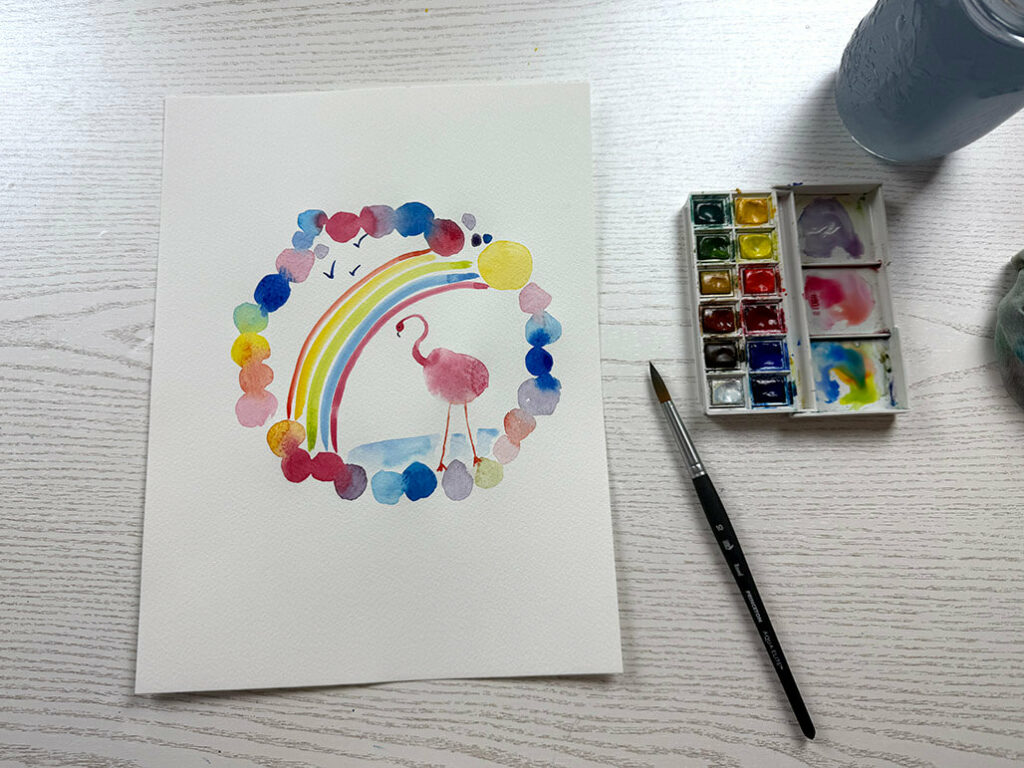 Aquarelle Flamant rose