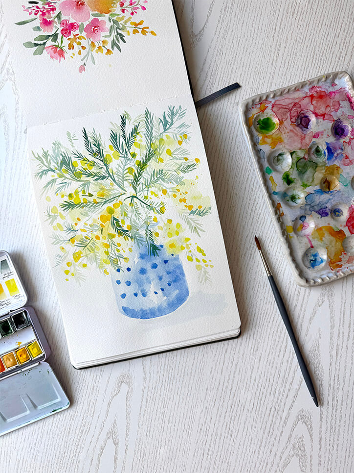 carnet aquarelle 100% coton Mimosa