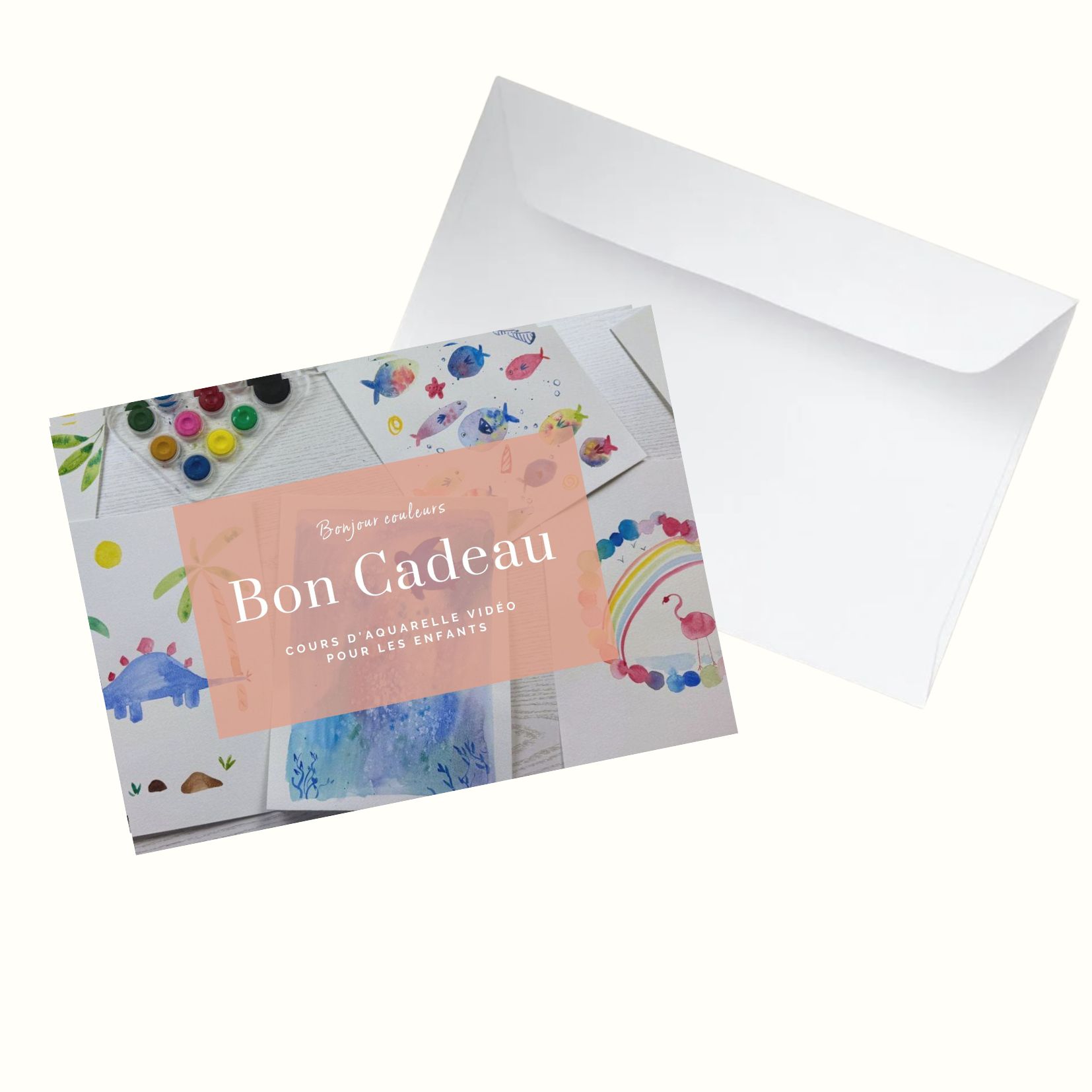 mock up carré bon cadeau COURS AQUARELLE POUR ENFANT