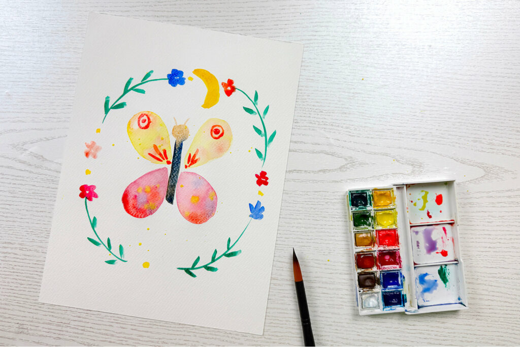 pas a pas papillon a l'aquarelle cours pour enfant demonstration gratuite