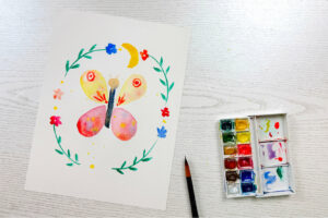 pas a pas papillon a l'aquarelle cours pour enfant demonstration gratuite